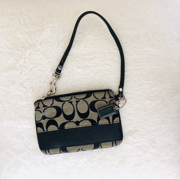 Coach Black Canvas Monogram Wristlet - Picture 2 of 3